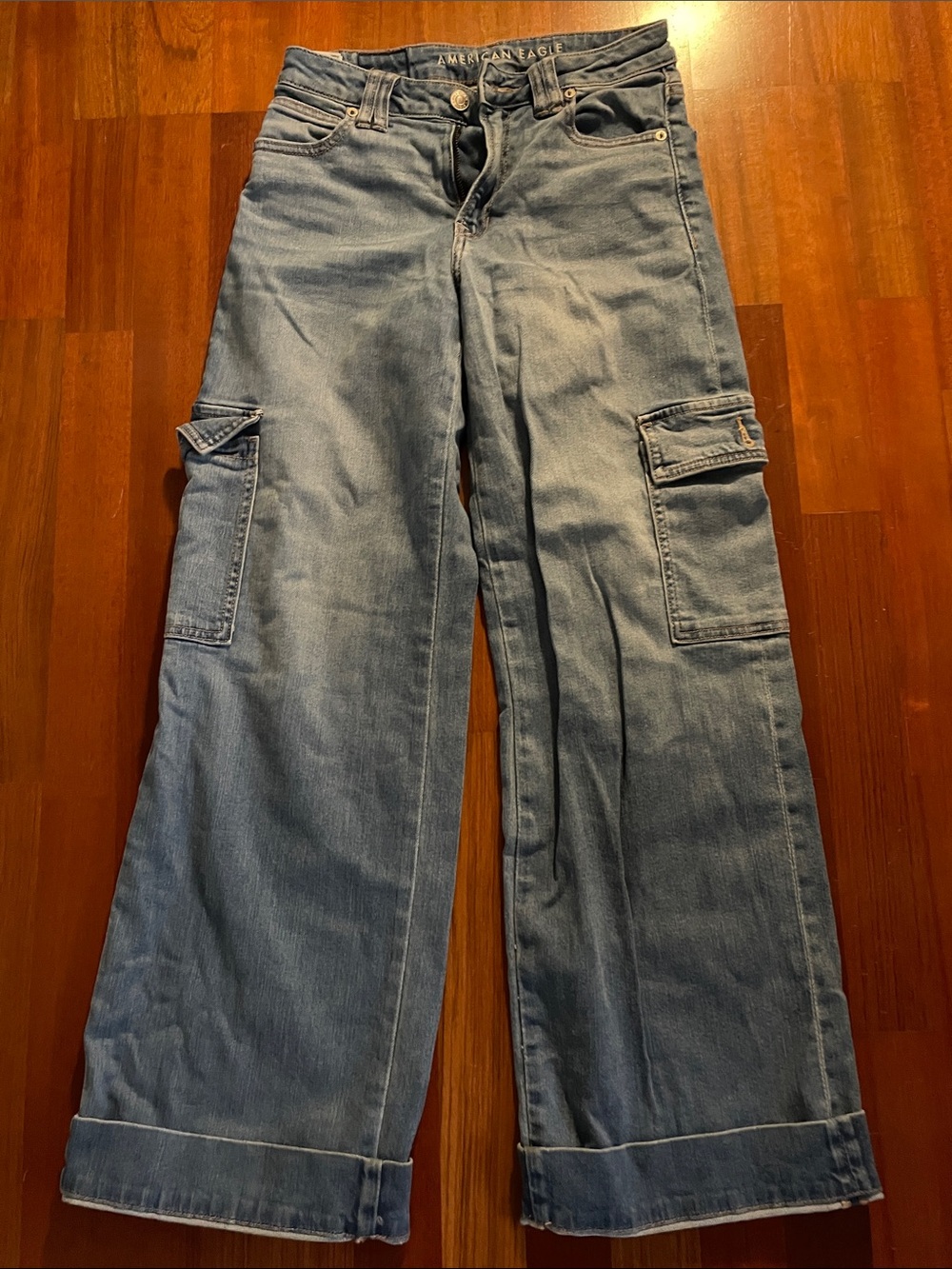 American Eagle Outfitters Men’s Light Blue Cargo Bootcut Jeans